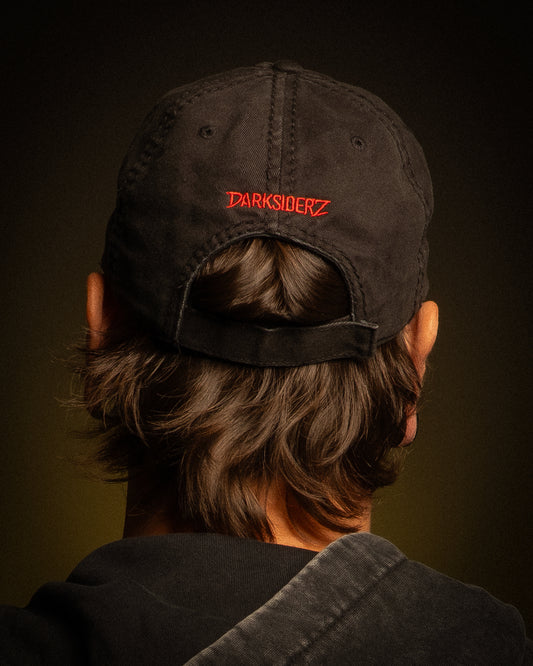 DARKSIDERZ - Red on Black Distressed Dad Hat