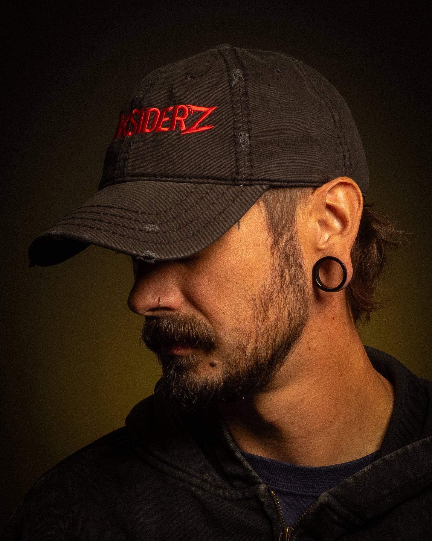 DARKSIDERZ - Red on Black Distressed Dad Hat